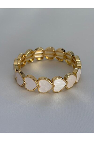 LioraJewellry Beyaz Kalp Taşlı Lastikli Bileklik
