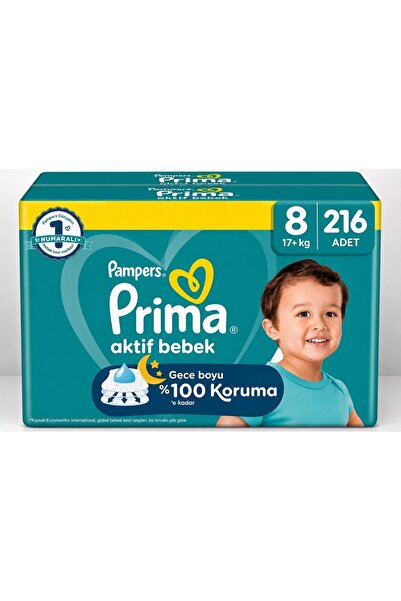 Prima Bebek Bezi 8 Beden 17+ KG XXXLarge 216 Adet Süper Ultra Pk