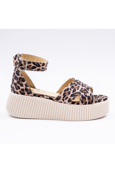 VAGAM Sandale Dama din Piele Naturala Animal Print