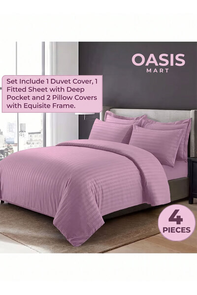 Generic 4-Piece Luxury King Size Striped Bedding Set – Duvet Cover 220×240 cm...