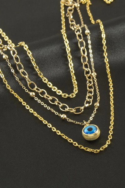 Eco Lounge Evil Eye Bead Quadruple Necklace