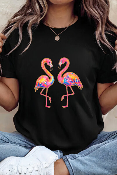 Sarah's Boutique Women's T-shirt – 100% cotton – Twin Flamingos