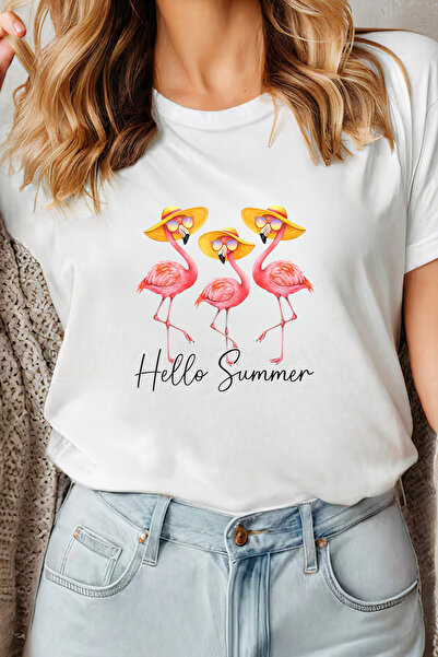Sarah's Boutique Women's T-shirt – 100% cotton – Hat Flamingo