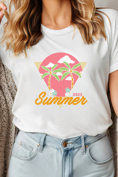 Sarah's Boutique Women's T-shirt – 100% cotton – Palm Summer