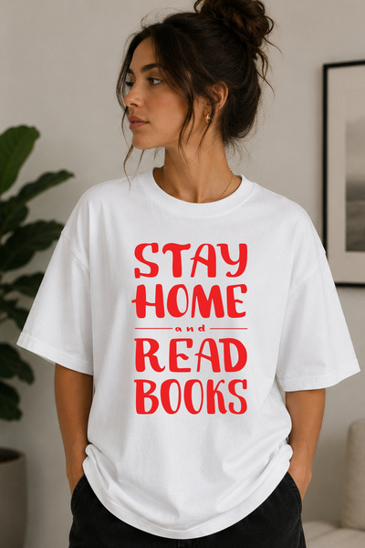 Büşra Çetin Book Lover T-Shirt, Book Lover Printed 100% Cotton Unisex Oversiz...