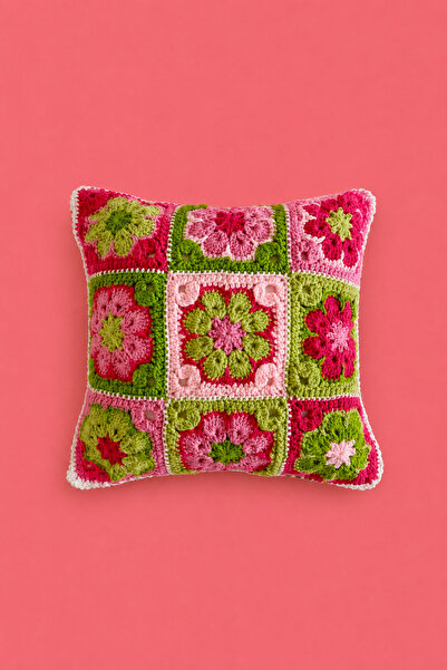 Little Wow! Things Happy Petals Neşeli Pembe Çiçek Motifli Dekoratif Örgü Kır...
