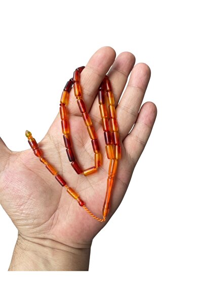 Trikala Gs Fan Cut Faceted Fire Amber Prayer Beads 11X5 mm