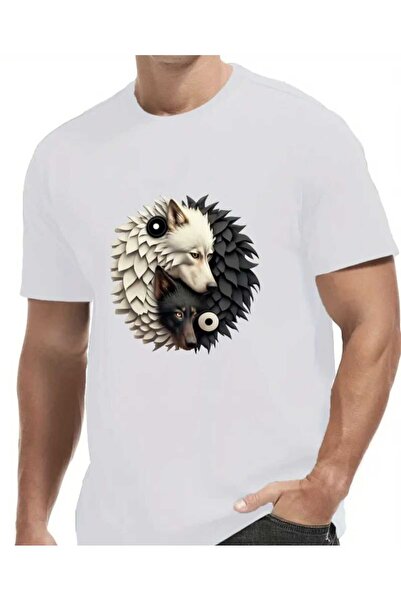 Panda Baskı Tekstil Wolf Balance Printed Special Design Oversize Tshirt