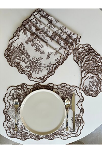 NURHAN HOME COLLECTION Toile De Jouy Patterned Luxury American Serving and Co...