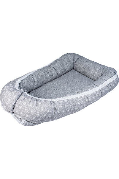 Bubaba Baby nest cu 2 fete, grey snowflakes – 72 x 42 x 15cm