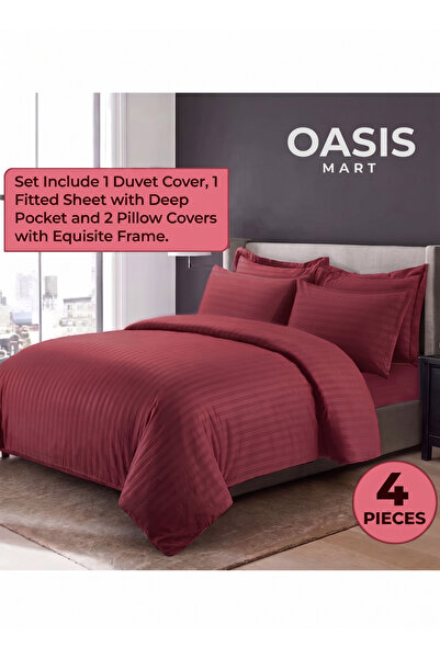 Generic 4-Piece Luxury King Size Striped Bedding Set – Duvet Cover 220×240 cm...