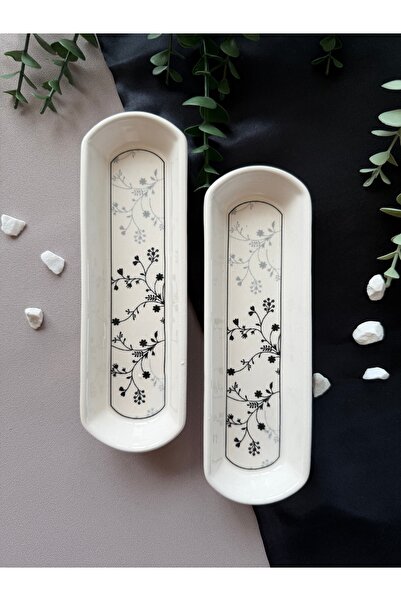 Yiğit Seramik Züccaciye Black Eliz Model 2-Piece Olive Serving Plate