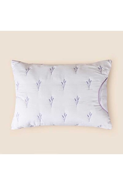 Evidea Soft Lavanta Keseli ve Nakışlı Yastık - Beyaz - 50x70 cm