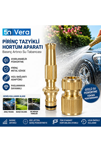 5NVERA 5N VERA Pirinç Basınçlı Hortum Başlığı Seti | Ayarlanabilir Tazyikli S...