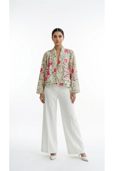LİLA MARE Nakışlı Hint Kimono Kısa Ceket