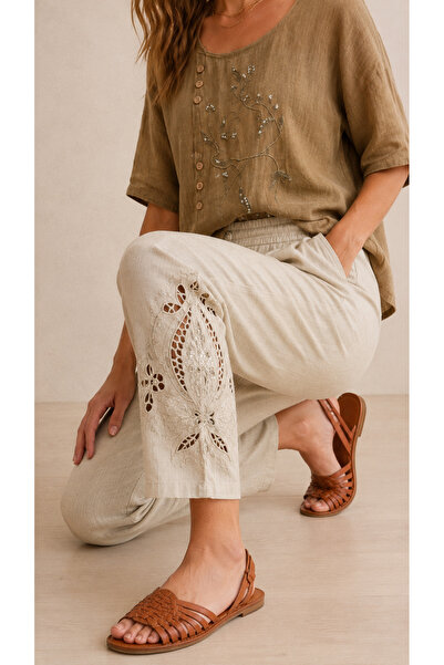 shE tekstil Embroidered Leg Trousers