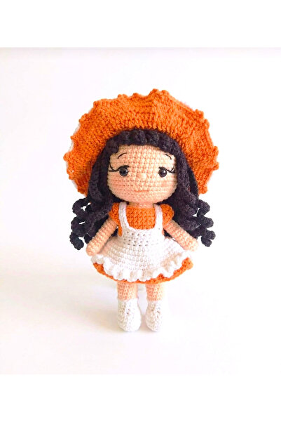 MİNOHOUSE Amigurumi Retro Tarzı Turuncu Şapkalı Minik Bebek Organik Oyuncak