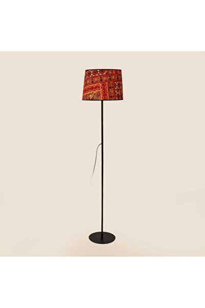 Evidea Lighting Metal Ayaklı Desenli Kumaş Başlık Lambader - Renkli - 150 cm