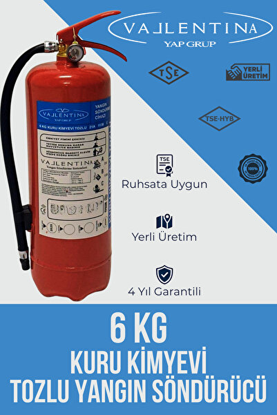 VALLENTİNA 6 Kg Kuru Kimyevi Tozlu Yangın Söndürme Tüpü TSE-HYB/CE BELGELİ 4 ...