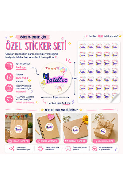 cyatelier İyi Tatiller Öğretmen Sticker Seti – Karne Hediyesi, Öğrenci Motiva...