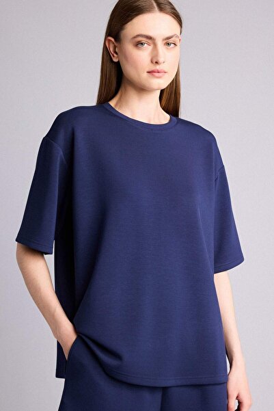 DeFacto Μπλουζάκι Oversize με λαιμόκοψη ποδηλάτου, Basic Modal, κοντομάνικο, ...