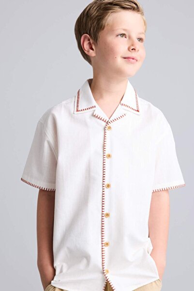 DeFacto Regular Fit Lapel Collar Linen Look Short Sleeve Shirt for Boys I1369...