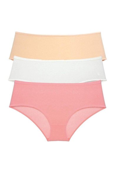 Mestore 3 pieces women's high waist bato panties skin cream powder