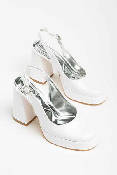 Delroshine Emoyra Women's White Patent Leather Platform Closed Toe Thick Heel...