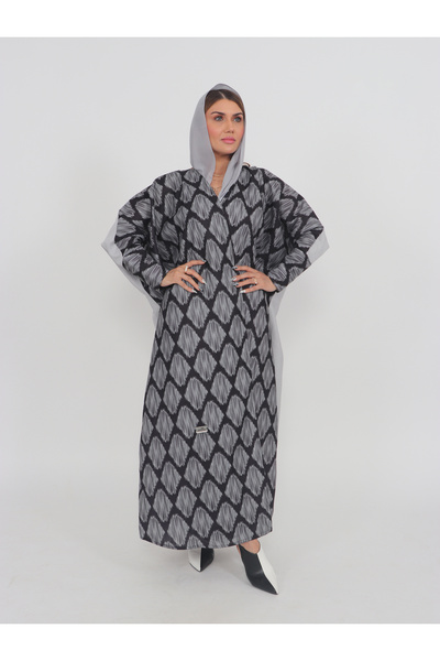 Stylish Fashion Stylish Fashion Lenn Luf Arabi Black and Grey Abaya