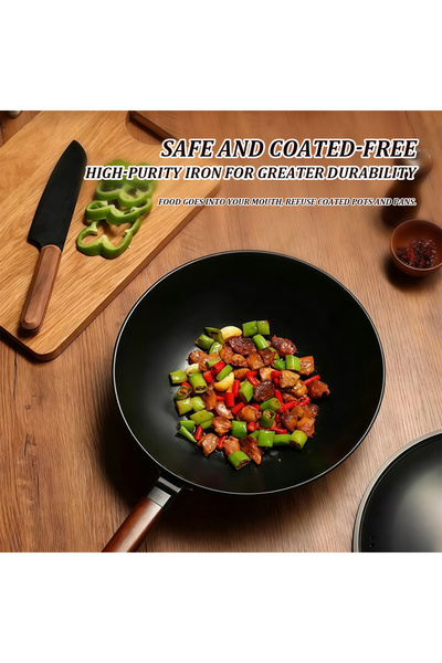 Vitakit 12.9-inch uncoated high-quality iron pot, physical non-stick pot, ant...
