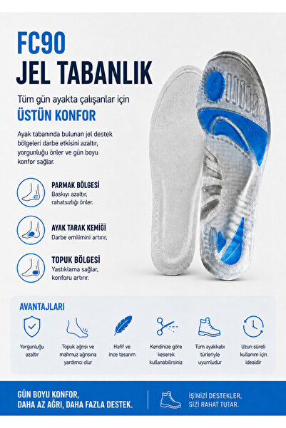 PORTWEST FC90 Jel Tabanlık L Beden (45-47) Darbe Emici Konforlu Ayakkabı İç T...