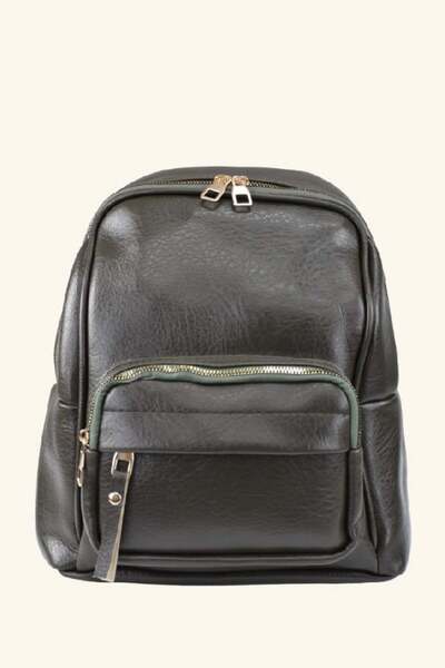 birizmoda Women's Soft Classa Leather Backpack - Khaki