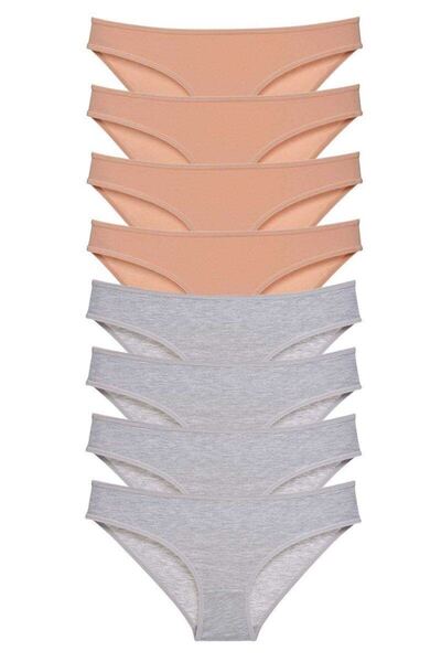 Mestore 8 Pieces Super Eco Set Lycra Women's Slip Panties Skin Gray