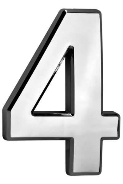 SGTT Number 4 silver, ABS, house or apartment number, 70x100 mm