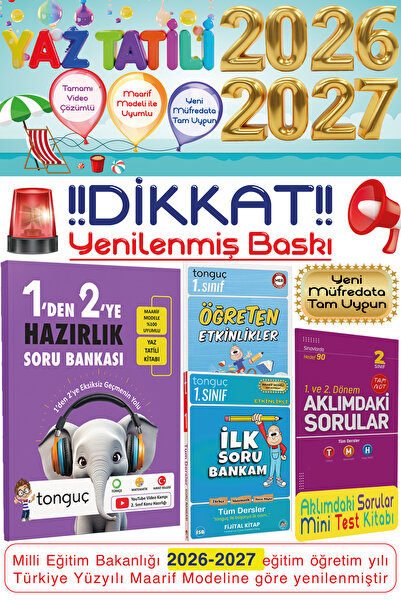 Tonguç Yayınları 1. Sınıf 1'den 2'ye Hazırlık Kitabı & 1.Sınııf Tüm Dersler S...