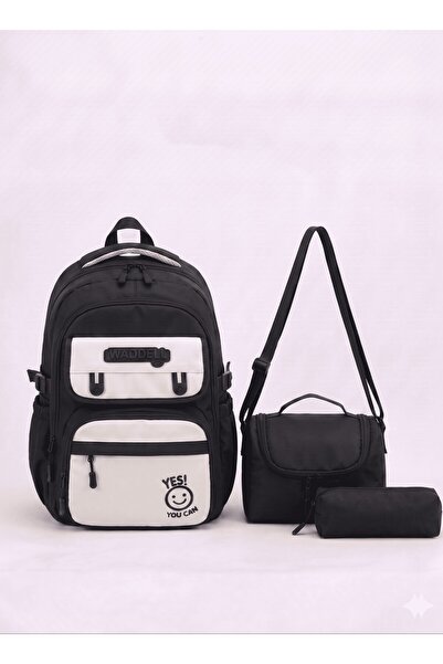 Waddell Licensed Twill Fabric Logo Cover Black School Backpack, Thermal Lunch...