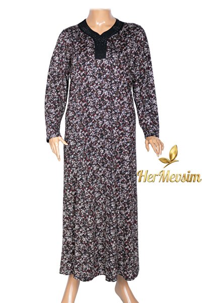 HESNA Women's Demet Plus Size Black Dress with Cups Pattern 12