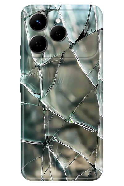 TECNO Spark 40 4G Kılıf Cam Kırıkları Temalı Desenli Darbe Emici Silikon