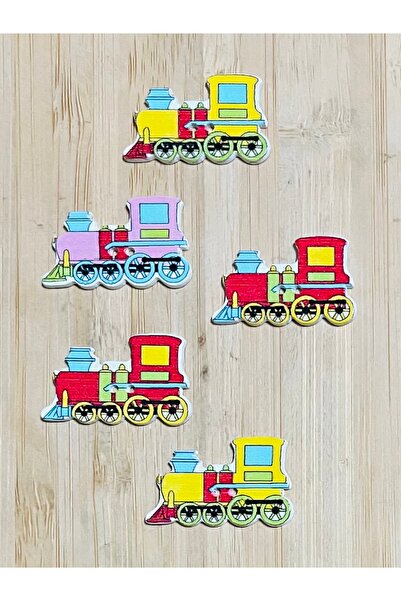 Kartopu Decorative Painted Wooden Locomotive Shaped Ornamental Button 32 X 20...