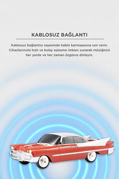 Torima Bluetooth Hoparlör Retro Klasik Araba Tasarımlı TWS 10W FM USB Speaker D86 Turuncu