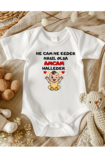 lupi Amca Yazılı Bebek Zıbın % 100 Pamuk 600