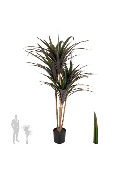 Roberto Rossi Dracaena artificiala marginata cu 110 frunze verde cu rosu H120 cm