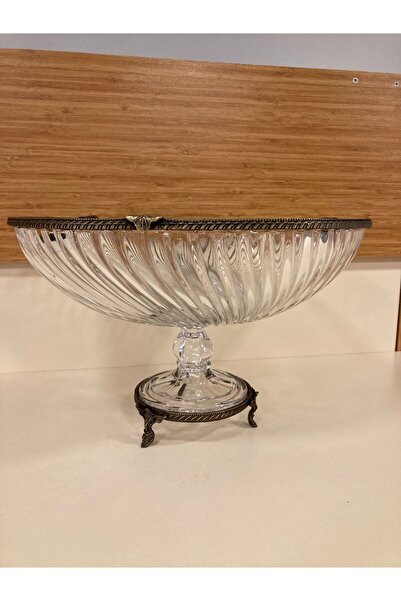 PLUS HOME Salad Bowl or Fruit Bowl Round Cut Glass Cast Brass Color Antique A...