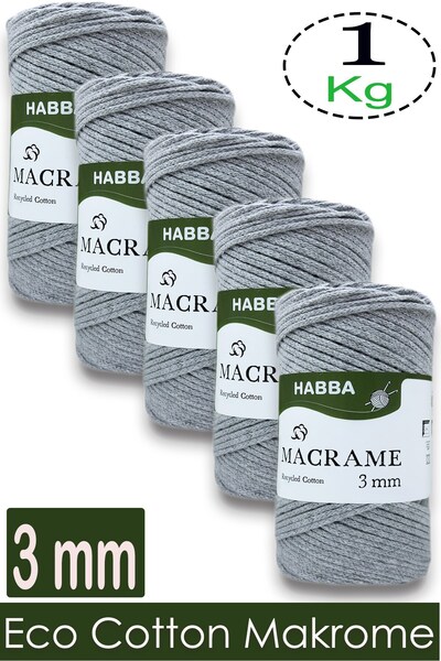 habba respect 1 Kilo Habba Cotton Macrame 3 mm - (Pack of 5) - 112