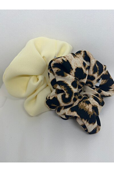 OIA Atelier Butteryellow & Leopard Scrunchie Set of 2