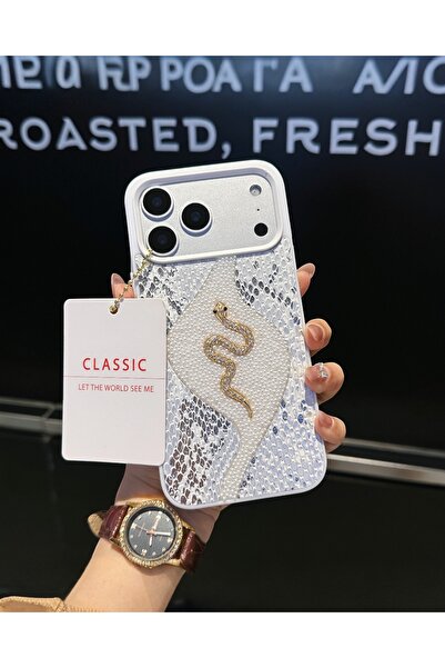 KILIF HOUSE Iphone 17 Pro Max Uyumlu Yılan Derisi Dokulu Taşlı Yılanlı Premiu...