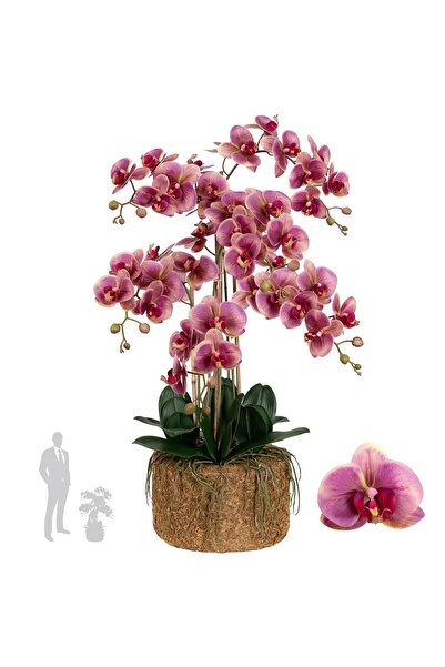 Roberto Rossi Orhidee artificiala mov cu galben cu aspect H90 cm cu 6 tulpini