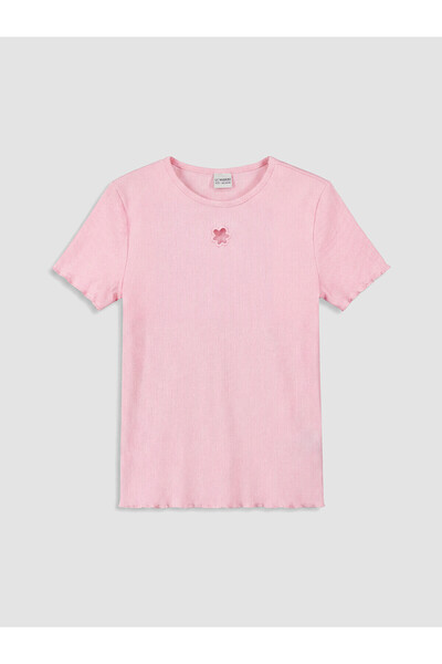 LC Waikiki Vizyon New Season Crew Neck Floral Detailed Girls' T-Shirt