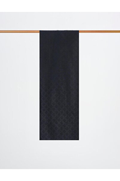 Kayra Logo Detailed Lyocell Shawl Black