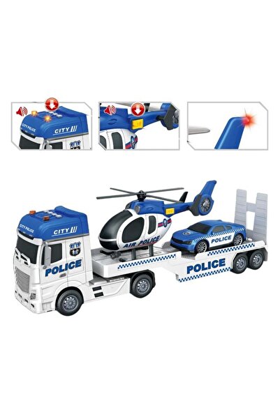 Jumbo Camion de poliție cu elicopter, sunet și lumini